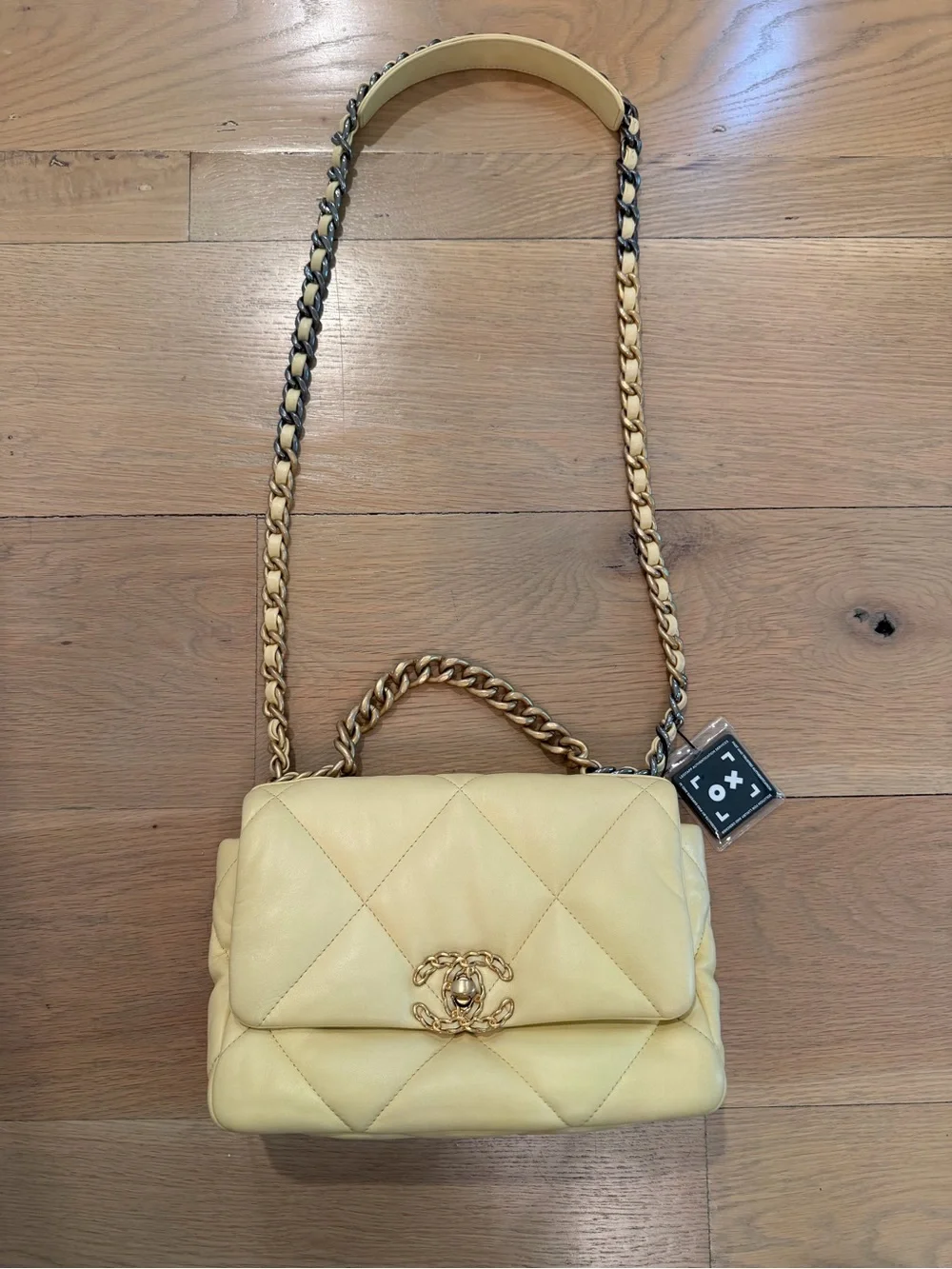 CHANEL 19 Lambskin Shoulder Bag with two tone Chain